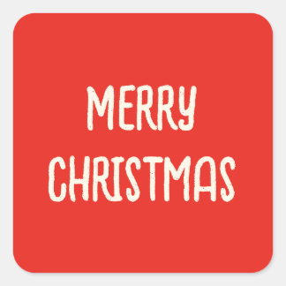 Sticker Carré Joyeux Noël à la main rouge tiré