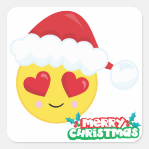 Sticker Carré Joyeux Noël Amour Emoji
