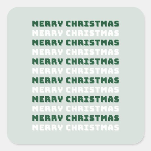 Sticker Carré Joyeux Noël, Art de Noël Vert, Vacances (Devant)