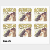 Sticker Carré Joyeux Noël Art Nouveau Floral Photo (Feuille)