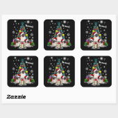 Sticker Carré Joyeux Noël avec Carlin chien animal (Feuille)