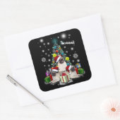 Sticker Carré Joyeux Noël avec Carlin chien animal (Enveloppe)