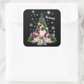 Sticker Carré Joyeux Noël avec Carlin chien animal (Sac)