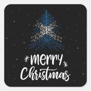Sticker Carré Joyeux Noël avec drapeau écossais