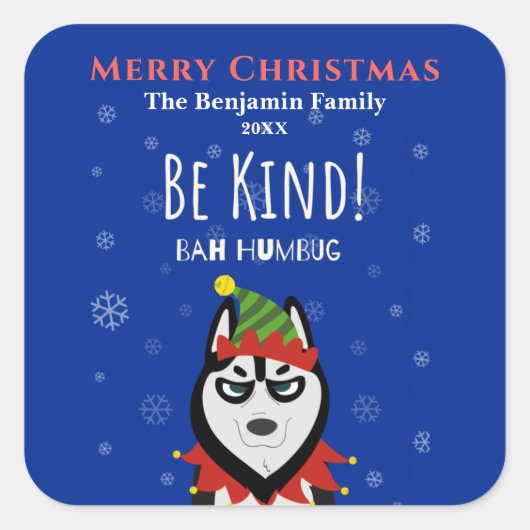 Sticker Carré Joyeux Noël Bah Humbug Holiday (Devant)
