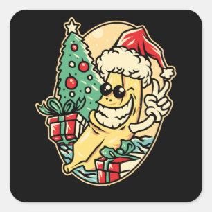 Sticker Carré Joyeux Noël Banane