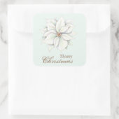 Sticker Carré Joyeux Noël blanc Poinsettia (Sac)