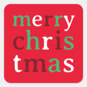 Sticker Carré Joyeux Noël blanc rouge et vert (Devant)