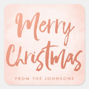 Sticker Carré Joyeux Noël Brossé Fêtes Personnalisées