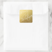 Sticker Carré Joyeux Noël Calligraphie Chic Gold Custom (Sac)