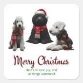 Sticker Carré Joyeux Noël Chiens (Devant)