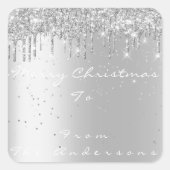 Sticker Carré Joyeux Noël de à vacances Argent Confetti Gr (Devant)