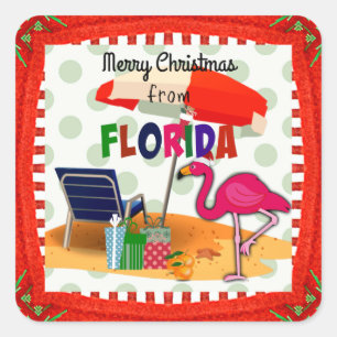 Sticker Carré Joyeux Noël de Floride - éblouissant !