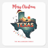 Sticker Carré Joyeux Noël de l'état du Texas (Devant)