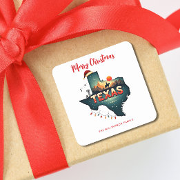 Sticker Carré Joyeux Noël de l'état du Texas