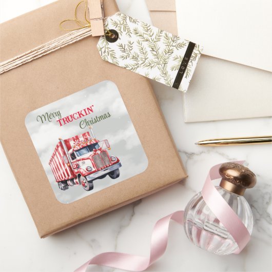 Sticker Carré Joyeux Noël de Truckin (Cadeaux)
