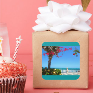 Sticker Carré Joyeux Noël de Vero Beach Floride Oceanfront