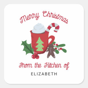 Sticker Carré Joyeux Noël depuis la cuisine de Cadeau fait maiso
