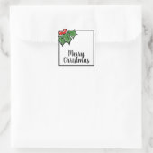 Sticker Carré Joyeux Noël des baies feuilles (Sac)