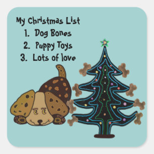 Sticker Carré Joyeux Noël des chiots
