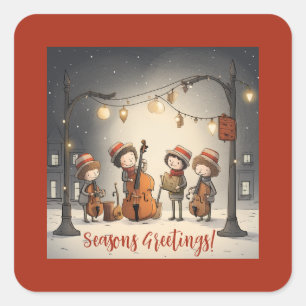 Sticker Carré Joyeux Noël des musiciens de rue