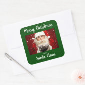 Sticker Carré Joyeux Noël Du Père Noël Vert (Enveloppe)