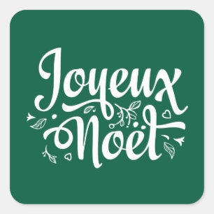 Sticker Carré Joyeux Noel Elégant Rouge Noël Français