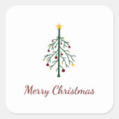 Sticker Carré Joyeux Noël Festif Arbre À feuillage persistant (Devant)