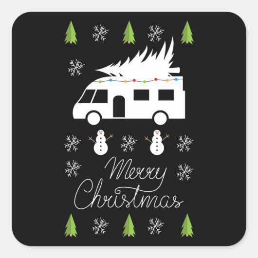 Sticker Carré Joyeux Noël festif Camper Motorhome Cadeau (Devant)