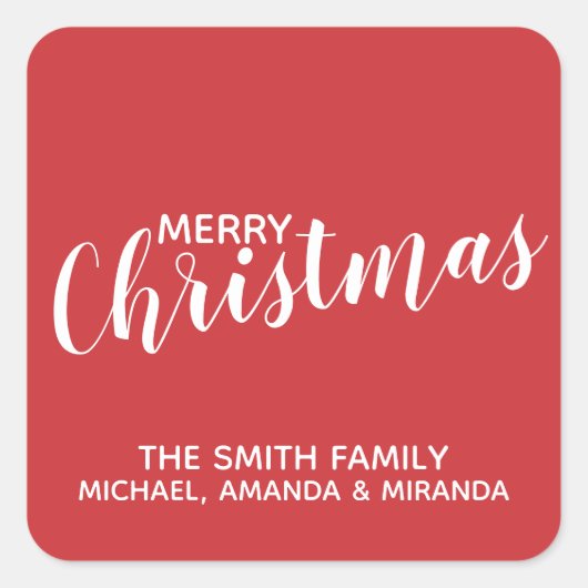 Sticker Carré 'Joyeux Noël' Festive Rouge (Devant)