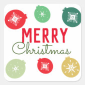 Sticker Carré Joyeux Noël fête Snowflakes Orament (Devant)