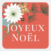 Sticker Carré Joyeux Noël Fleurs d'hiver Noël (Devant)