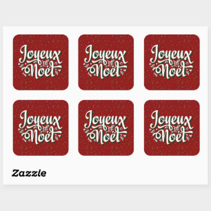 Sticker Carré Joyeux Noël Français Texte