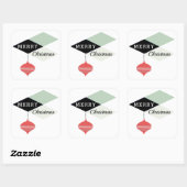 Sticker Carré Joyeux Noël géométrique rétro chic (Feuille)