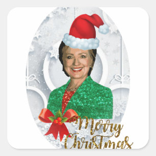 Sticker Carré joyeux Noël Hillary clinton