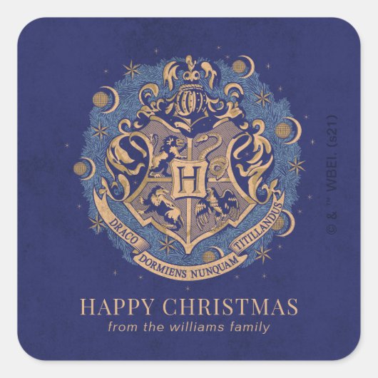 Sticker Carré Joyeux Noël | HOGWARTS™ Crest - Personnalisé (Devant)