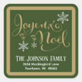 Sticker Carré Joyeux Noel Holiday Envelope Seal Return Address (Devant)