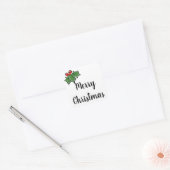 Sticker Carré Joyeux Noël Holly Sprigs (Enveloppe)