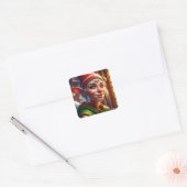 Sticker Carré Joyeux Noël Joli Elf (Enveloppe)