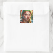 Sticker Carré Joyeux Noël Joli Elf (Sac)