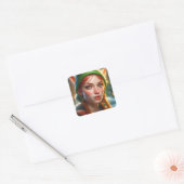 Sticker Carré Joyeux Noël Joli Elf (Enveloppe)