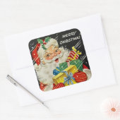 Sticker Carré Joyeux Noël Jolly Santa Claus avec cadeaux grands (Enveloppe)