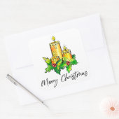 Sticker Carré Joyeux Noël Joyeux Jaune Et Bonne Année (Enveloppe)