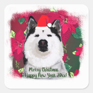 Sticker Carré Joyeux Noël, Joyeux Nouvel An Stucker Texte Person