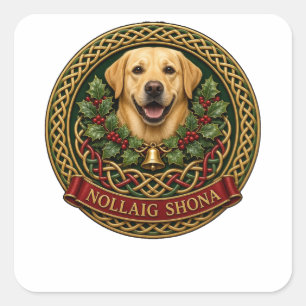 Sticker Carré Joyeux Noël Labrador