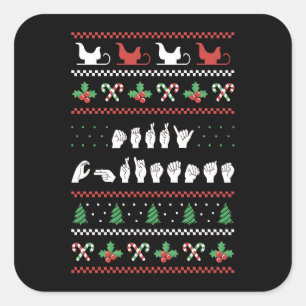 Sticker Carré Joyeux Noël - Langue des Signes Américaine I