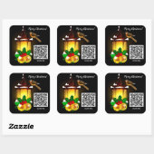 Sticker Carré Joyeux Noël Lantern Bird Code QR (Feuille)