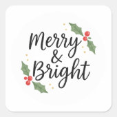 Sticker Carré Joyeux Noël Merry & Bright (Devant)