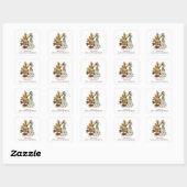 Sticker Carré Joyeux Noël Mice Tree Nom (Feuille)