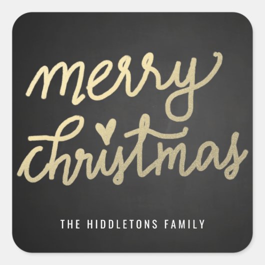 Sticker Carré Joyeux Noël mignon manuscrit Script tableau de bor (Devant)